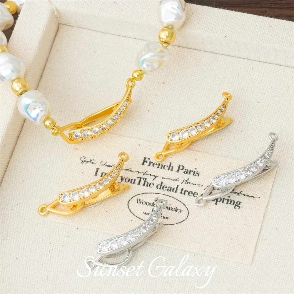 

18K Zircon Red String Pea Pod Clasp Pearl Necklace Sweater Bracelet End Clasp Handmade Diy Beaded Accessory