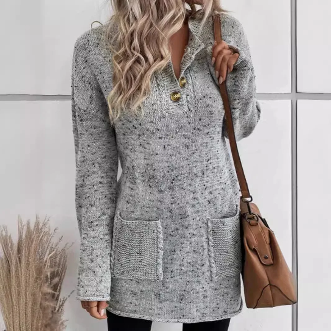 

Women Y2k Dresses Casual Dress Button Pockets Long Sleeves Round Neck Slight Stretch Loose High Waist Work 2025 Autumn Winter
