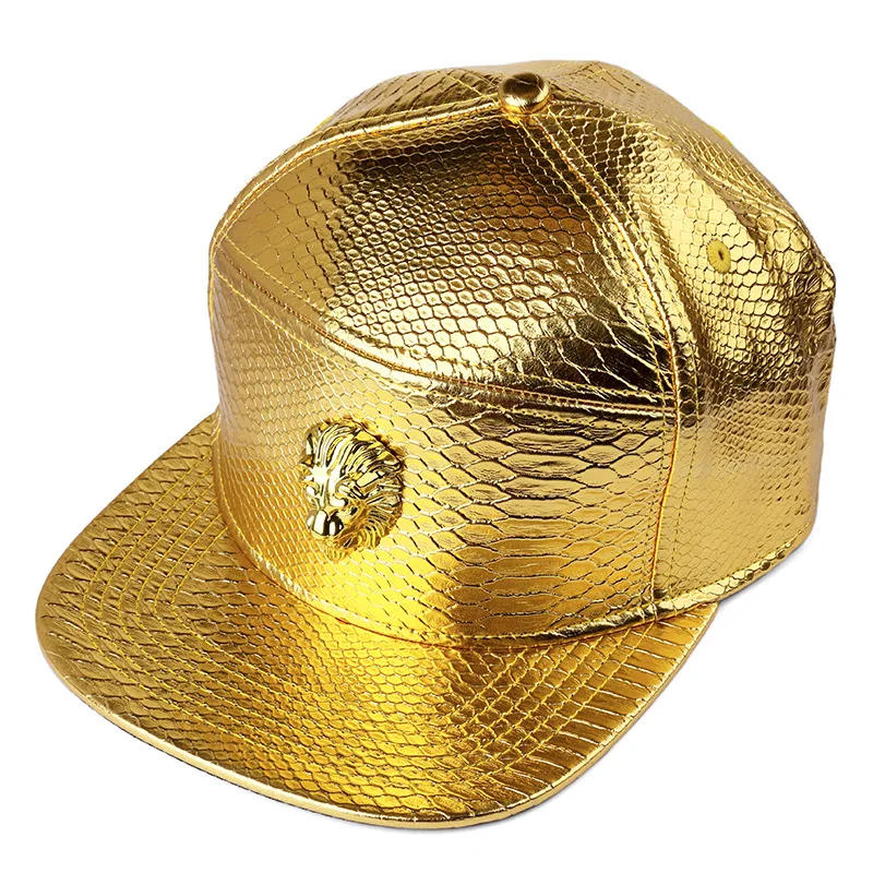 

Men's Hip Hop PU Leather Lion Baseball Cap with Belt Buckle Snapback Golden Cool Design Party Gift 2025