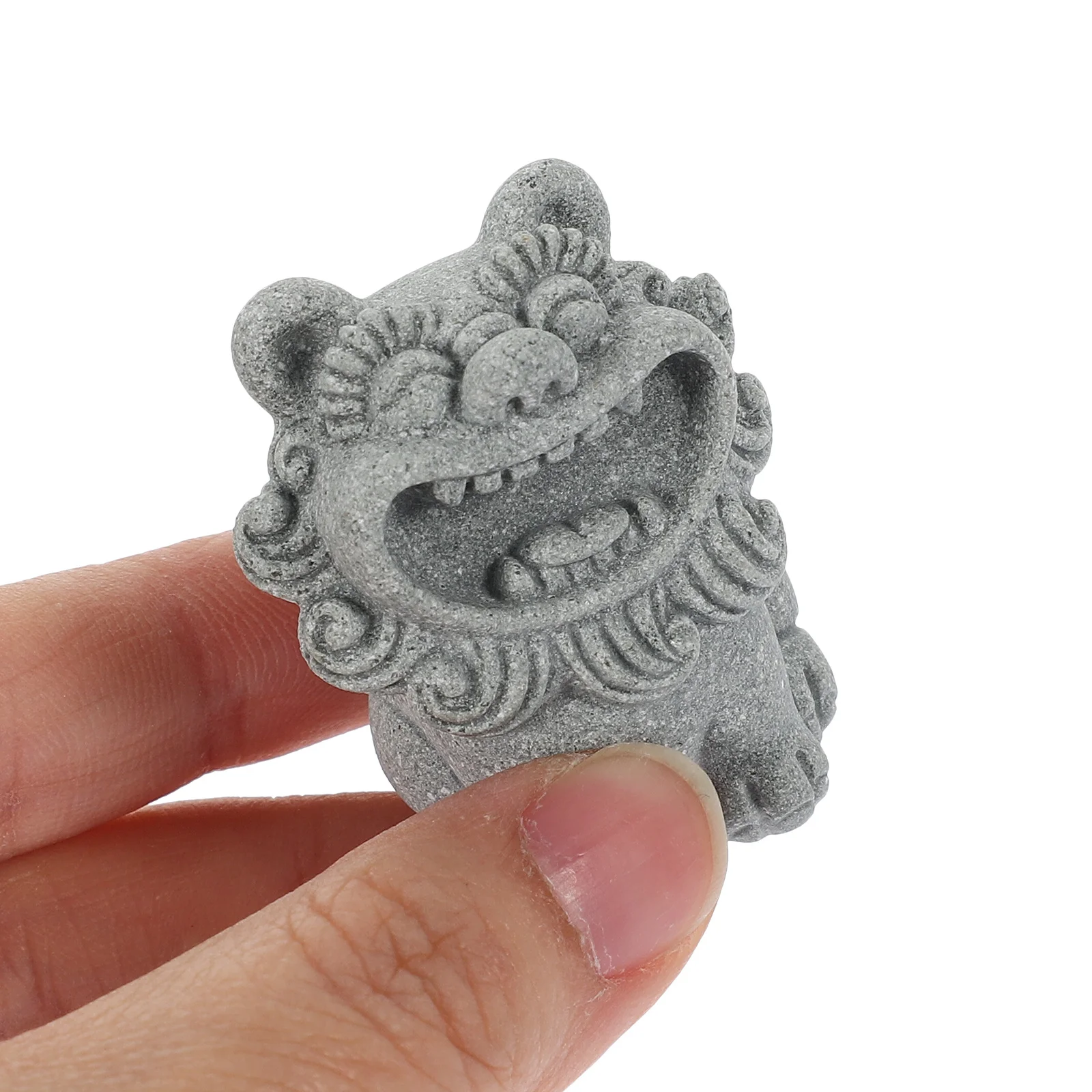 

2pcs Sandstone Ancient Chinese Lion Statue For Home Office Decor Miniature Sculpture Desktop Adornment Lion Ornament