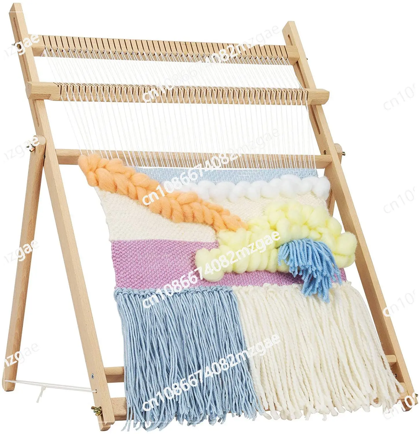 Loom with vertical wooden tapestry, weaving machinery and craftsmanship, cultivating the creativity of beginners to weave