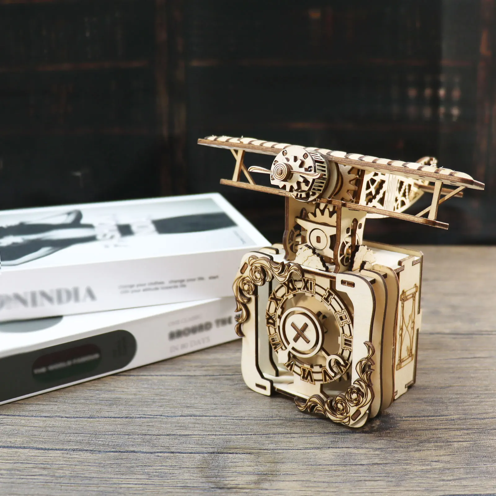 3D Wooden Airplane Music Box - DIY Craft Kit with Mechanical Parts, Handmade Assembly Model, Unique Gift for Christmas, Birthday