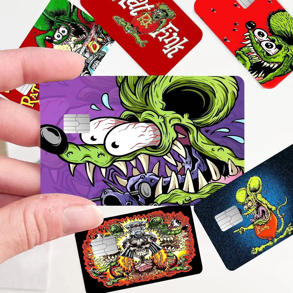Funny Rat Fink Cartoon Anime Spend or Save Funny Shell On Off Ultra Thin No Fade Sticker Skin Cover Film for Debit Credit Card