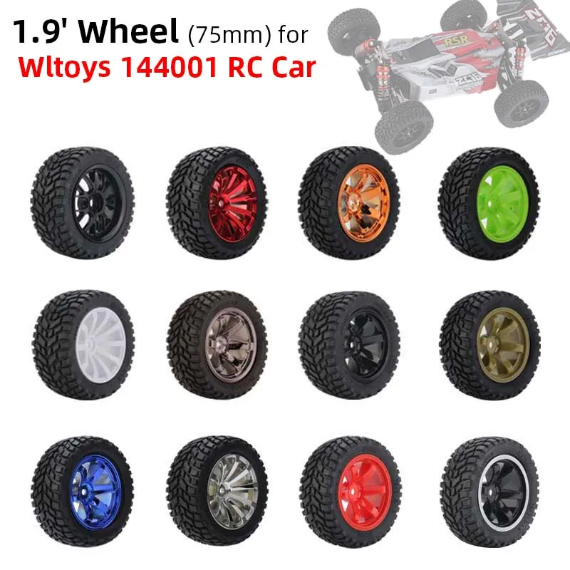 4PCS Off Road Tire RC 75mm Wheel Buggy for Wltoys 144001 124018 124019 MN99S MN90 MN86 HSP HPI 1/10 1/14 1/16 Cars Upgrade Part