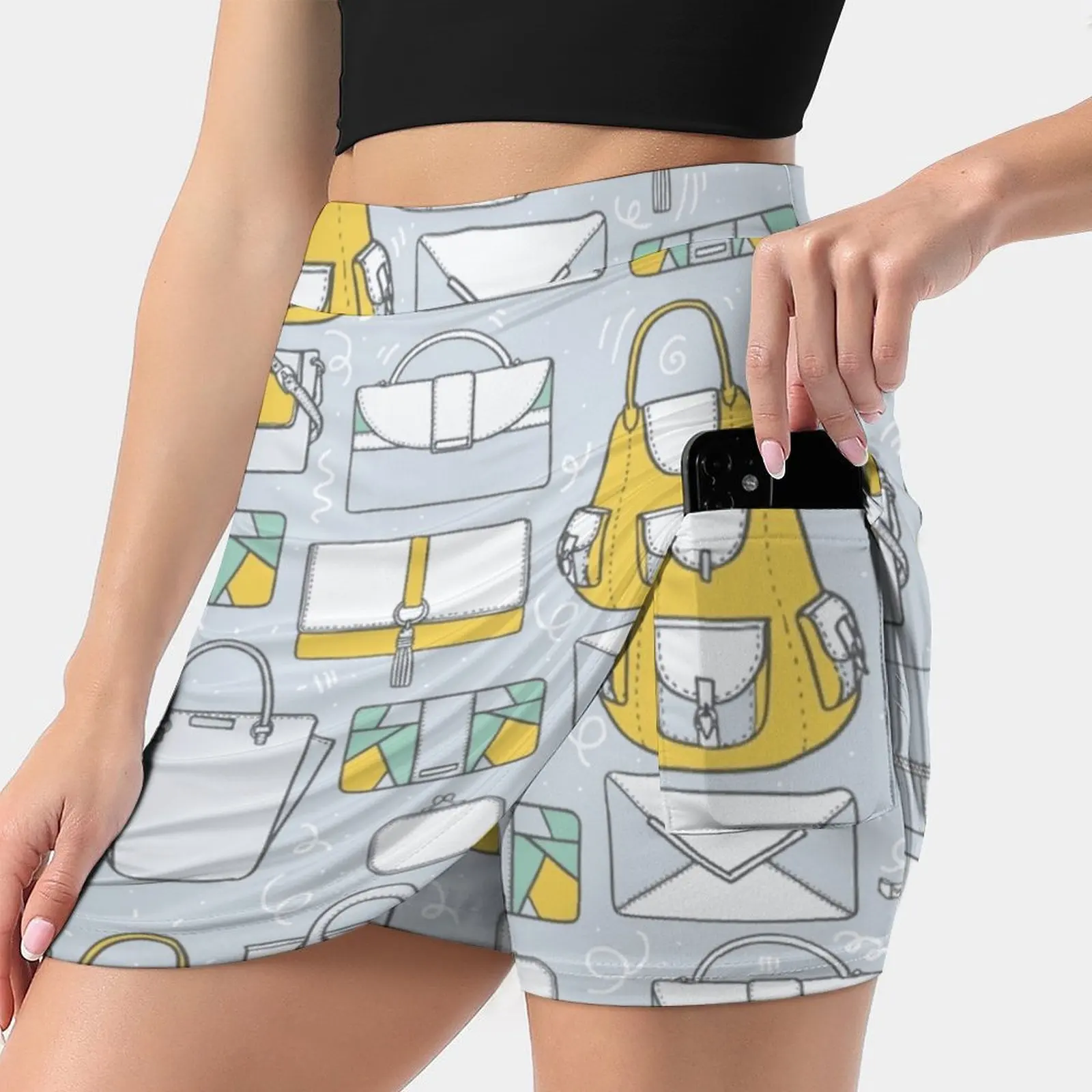 

All You Need In A Bag. And Then Another Bag... Women's skirt Aesthetic skirts New Fashion Short Skirts Grey Yellow Primrose Teal