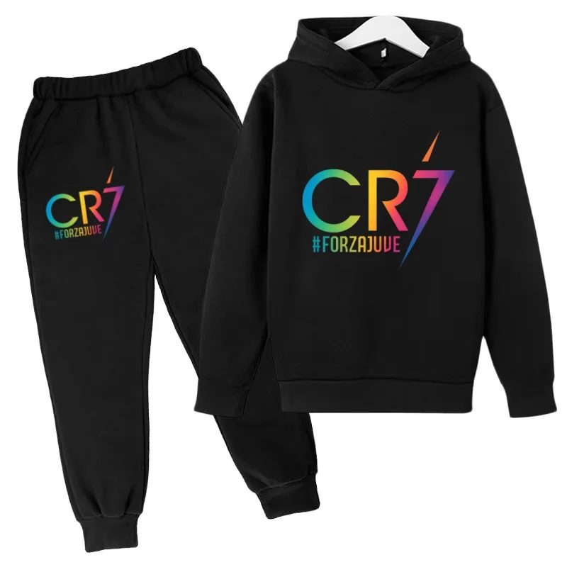 Kids Sunshine CR7 Football Hoodie Print Winter Idol Sports Pullover 3-12Years Coat+Pants 2P Boy Girl Toddler Clothes Leisure Set
