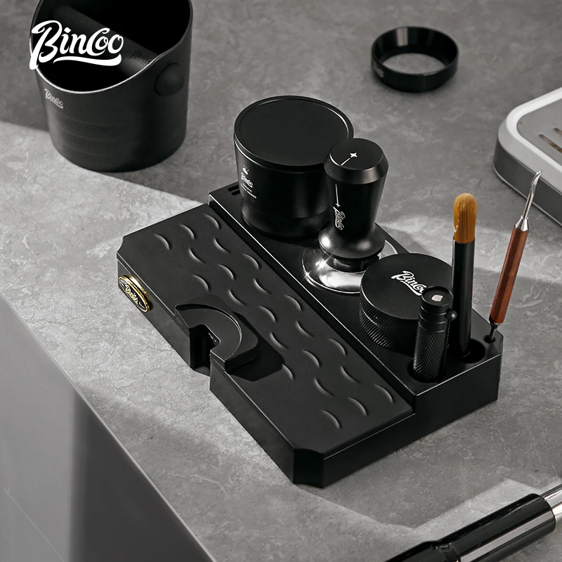 

Bincoo Black Coffee Tamping Station Base Espresso Tamper Mat Stand Storage Holder Coffee Cloth Powder Press Grounds Bucket Set