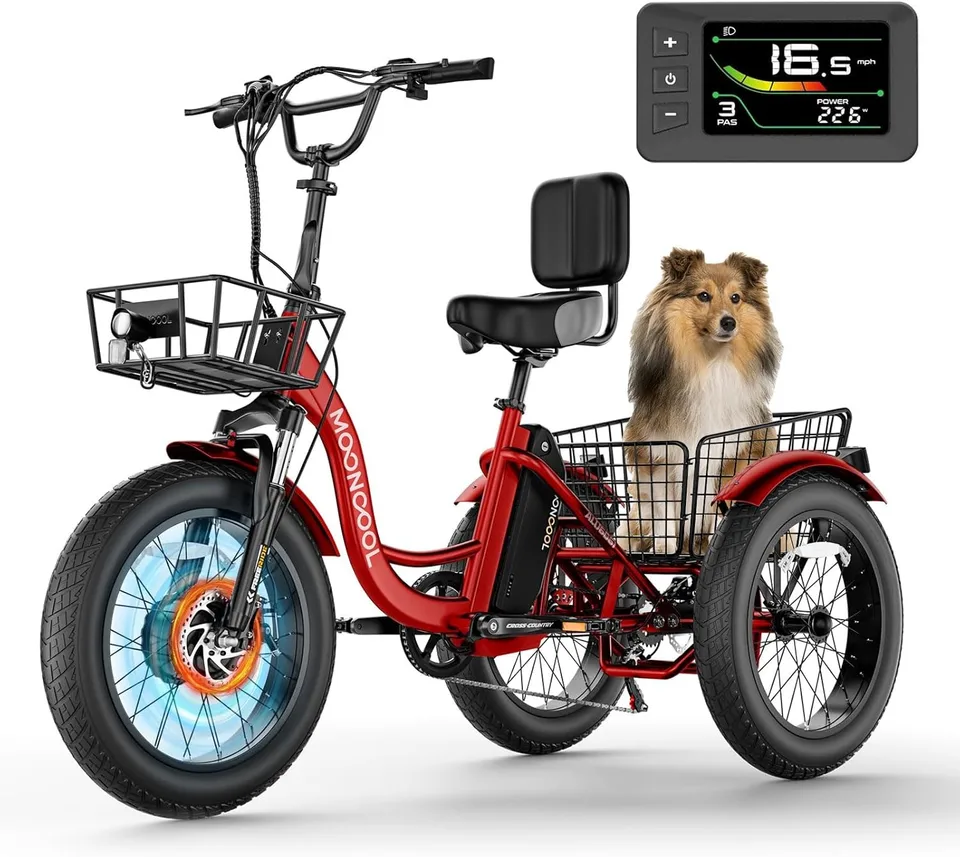 20" Electric Trike Tricycle Fat Tire Electric Trike E-Bike Peak 1000W image 8