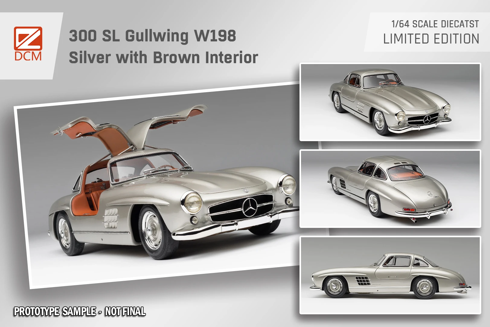 DCM 1:64 Mercedes-Benz 300SL 1955 classic car simulation alloy car model full open limited edition