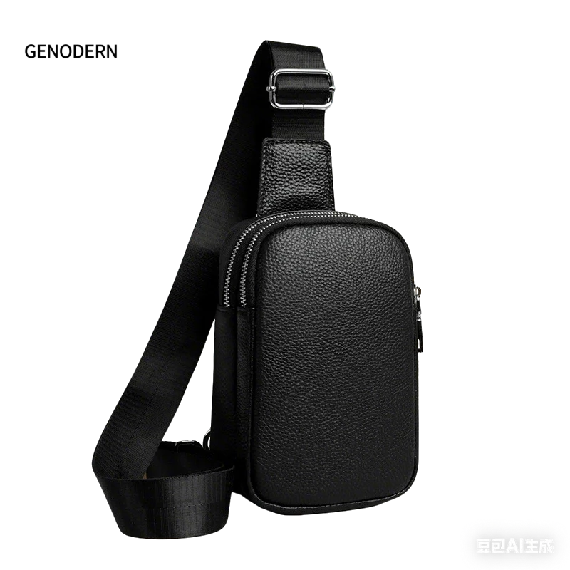 

GENODERN Cowhide Crossbody Bag Unisex Couple Chest Bag Casual Genuine Leather Bag
