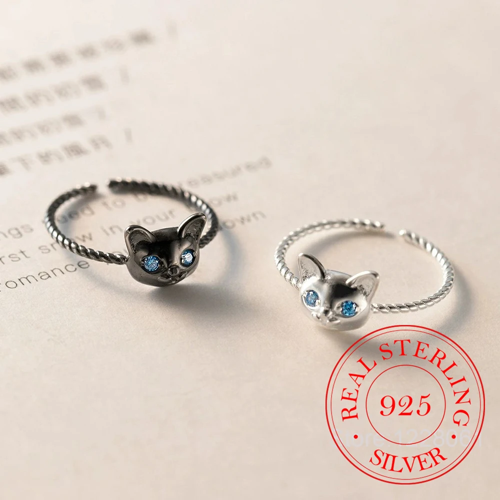 

925 Sterling Silver Lovely Sweet Cat Rings for Women & Men - CZ Serpent Jewelry Unique Design for Wedding Engagement Party Rings