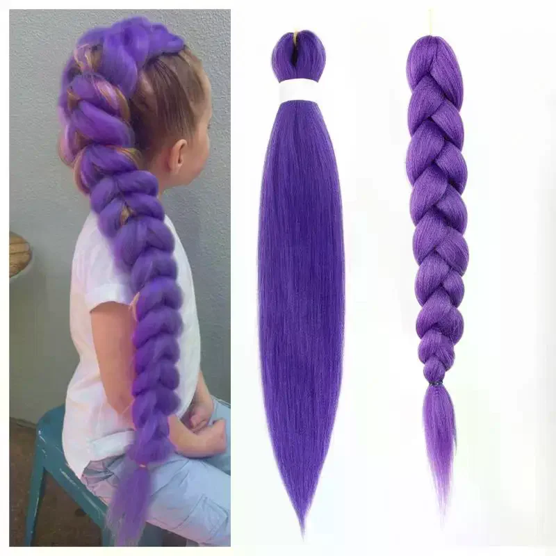 26inch Cosplay Wig Long Purple Braided Dress Up Accessories DIY Ponytail Braid Heat Resistant Synthetic Wig
