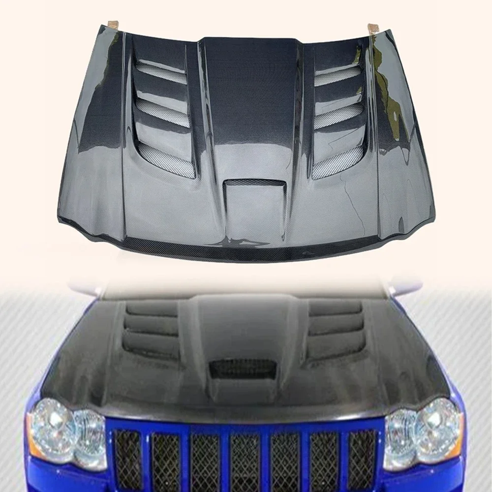 

Карбоновый капот для Jeep Grand Cherokee 05-10, стиль VP, с вентиляцией, для замены штатного, с охлаждением двигателя