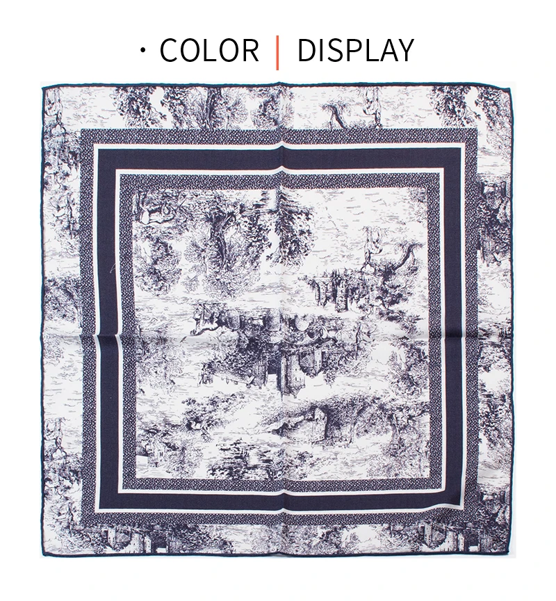 

Vintage Toile De Jouy Print Square Scarf Women Luxury Silk Wool Blend Warm Winter Shawl Elegant Neck Wrap