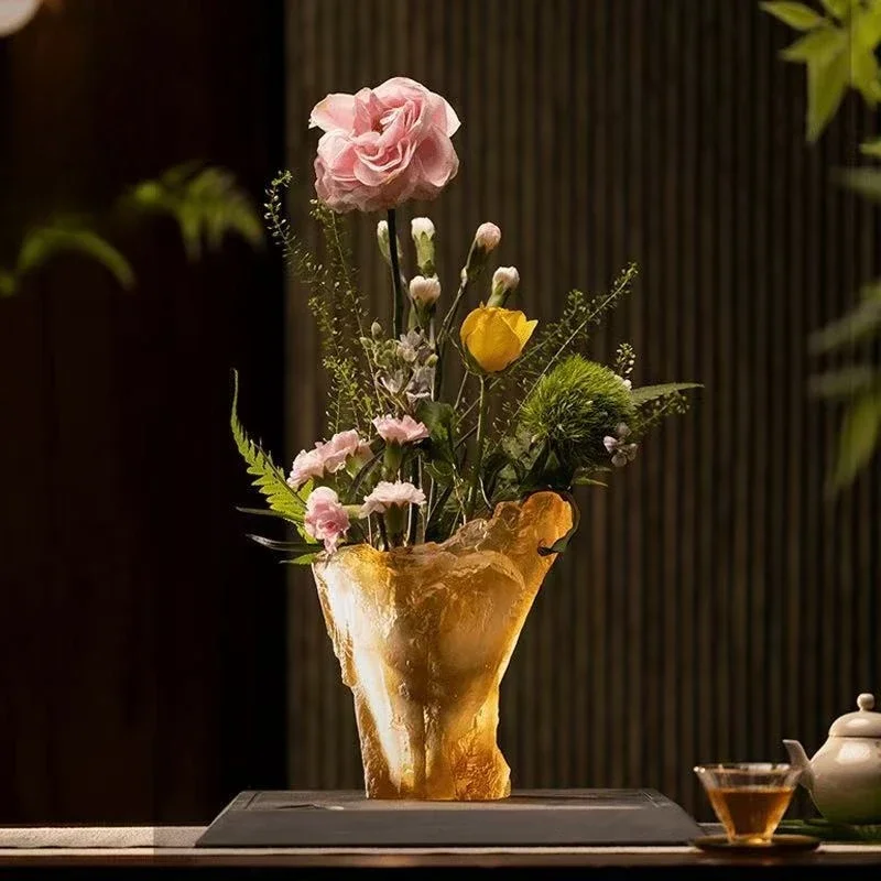 Glazed vase household living room flower arrangement advanced flower sensor ornament