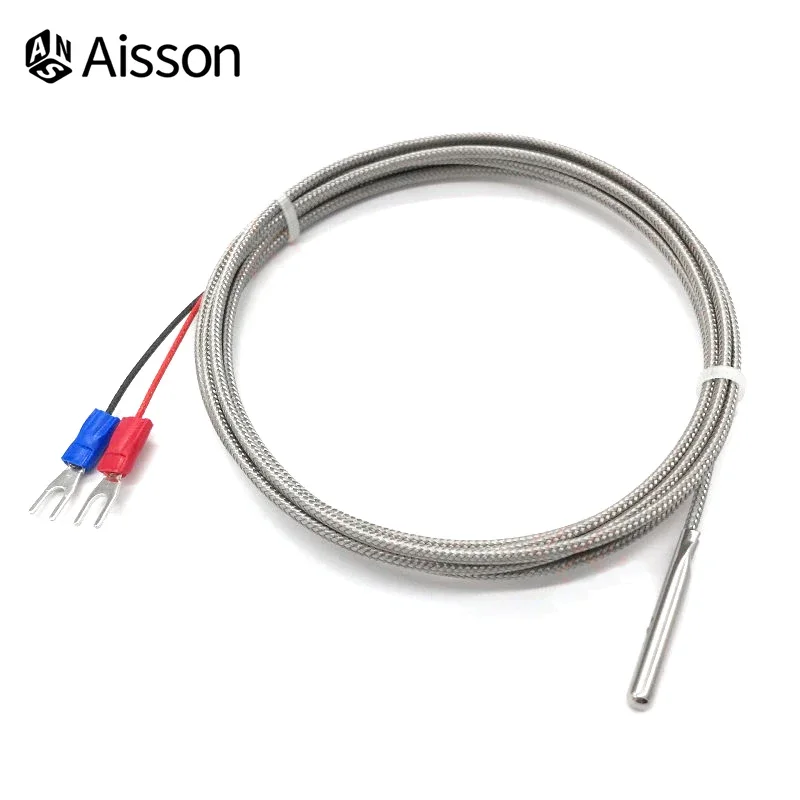 4mm×30mm Thermocouple Probe Type K 0-600℃ 1/2/3/4/5M Shielded Braided Wire for Temperature Controller