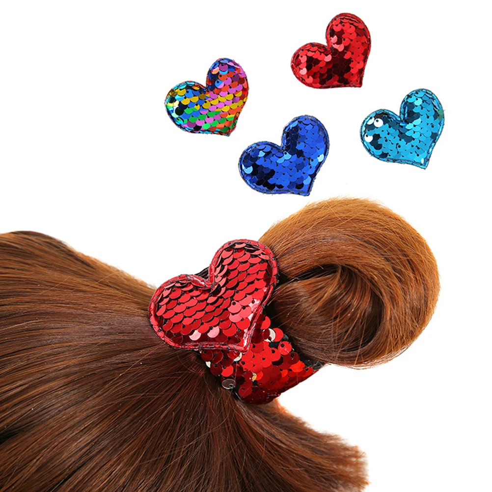 16PCS Love Heart Shape Sequins Pat Ring Bracelet Mermaid Beads Bracelet(Random Color) (Random Style)