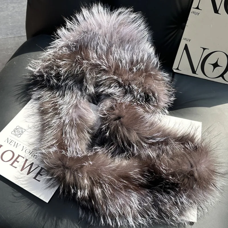 Real Fox Fur Hat For Women Winter Fashion Wind And Snow Hat Furry Fur Scarf Hat Outdoor Warm Thickened Hood Hat Natural Fur Cap