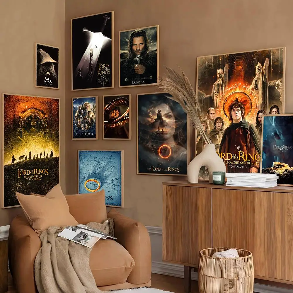 Adventure Film L-Lords Rings Movie Sticky Posters Retro Kraft Paper Sticker DIY Room Bar Cafe Aesthetic Art Wall Painting