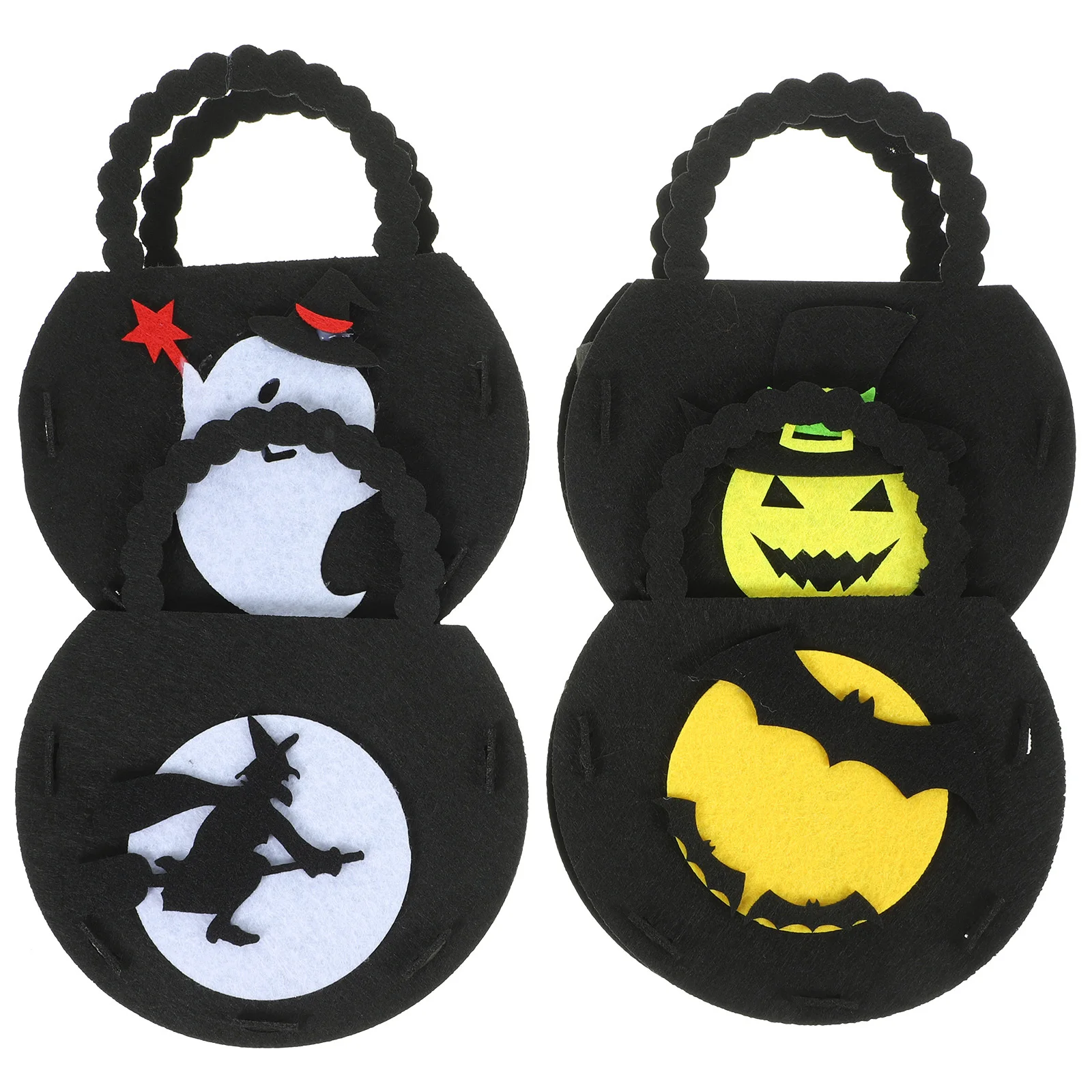 

4Pcs Halloween Candy Handbags Felt Cartoon Packaging Bags Lightweight Candy Pouches for Party Favor Halloween Treat Bags