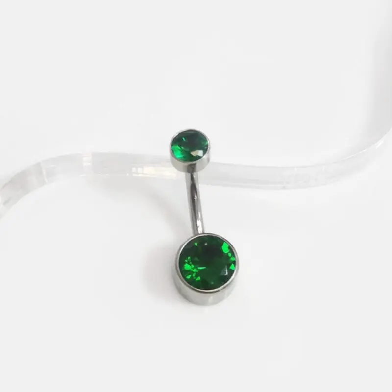 G23 التيتانيوم Astm F136 14 جرام الداخلية الخيوط مزدوجة الزركون السرة خواتم البطن زر ثقب الحديد فتاة النساء مجوهرات للجسم #6