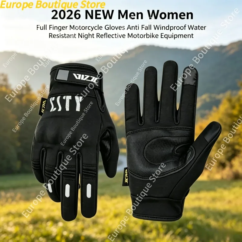 

Motorcycle Gloves Night Reflective Full Finger Anti Fall Windproof Water Resistant Motorbike Equipment For Men Women