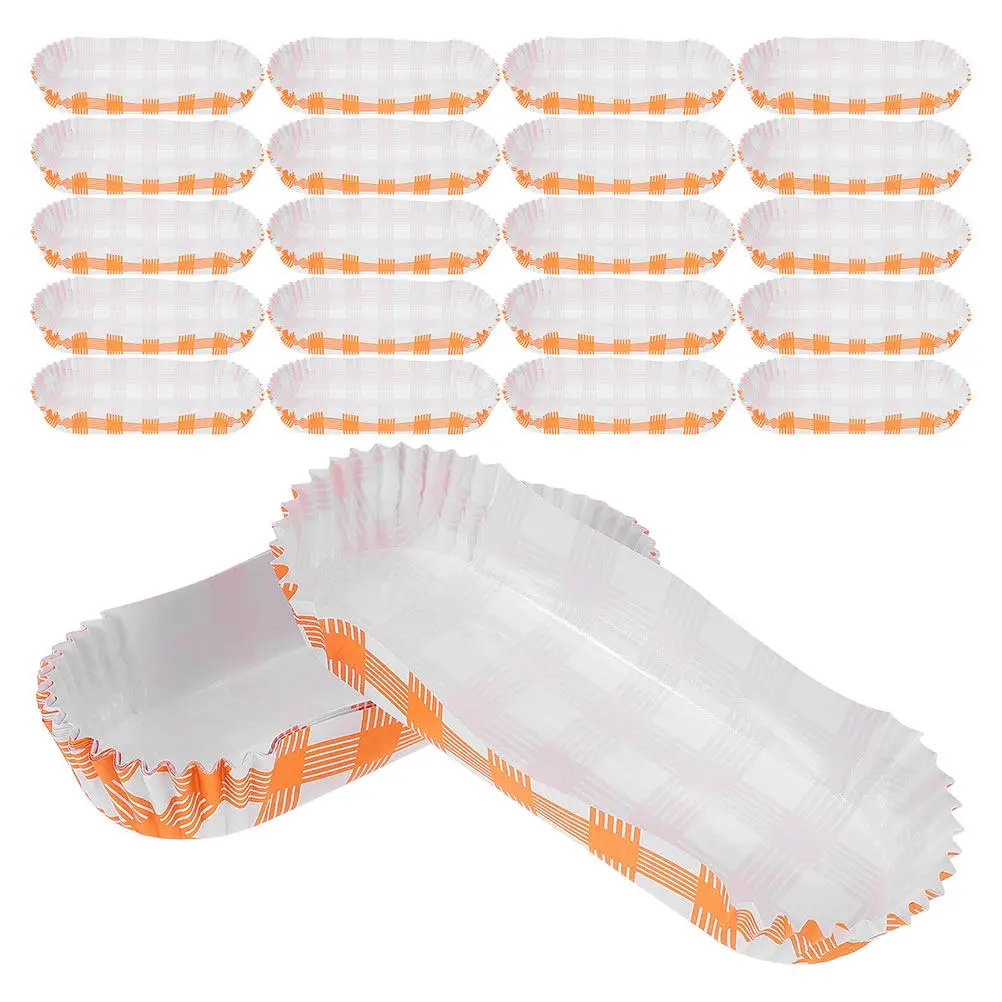 300Pcs Paper Hot Dog Packaging Trays Disposable Snack Serving Boats Lightweight Food Holders for Outdoor Bbq Party Concession