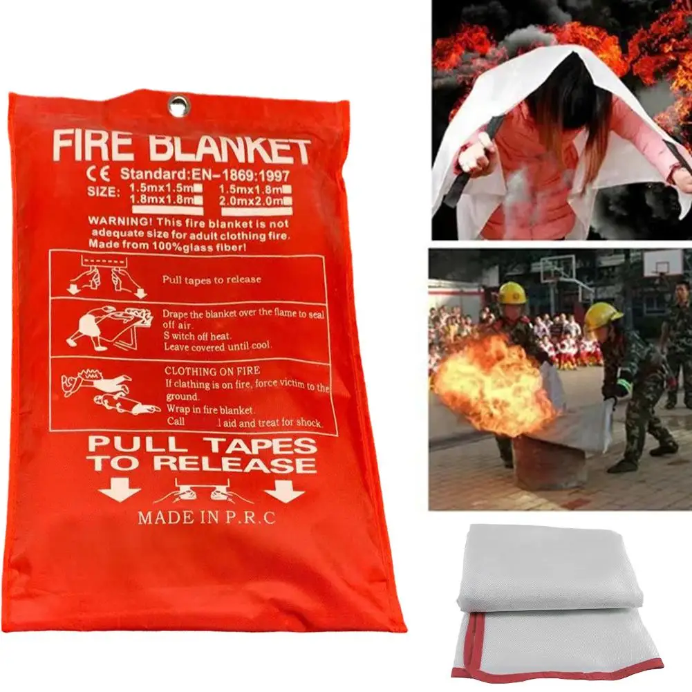 Fire Blanket Fire Flame Retardant Emergency Survival Fire Shelter Safety Cover Fiberglass Cloth Emergencies Survival Tool