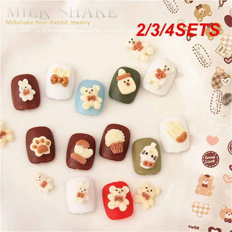 2/3/4SETS Three-dimensional Resin Decorative Nail Stickers Mini Size Cute Design Fashionable Charming Gift Ideas Headgear Patch