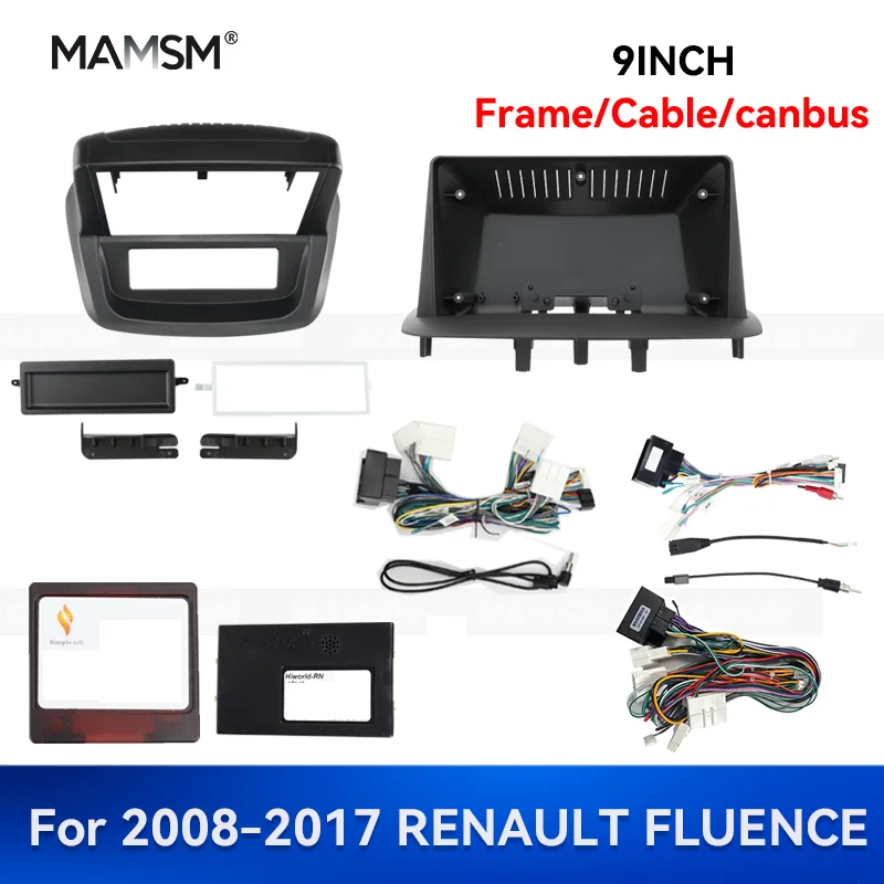 

MAMSM 9-дюймовый для 2008-2017 RENAULT FLUENCE Android автомобильный радиоприемник, лицевая панель, стерео рамка, GPS MP4, мультимедийный жгут проводов Canbus Box