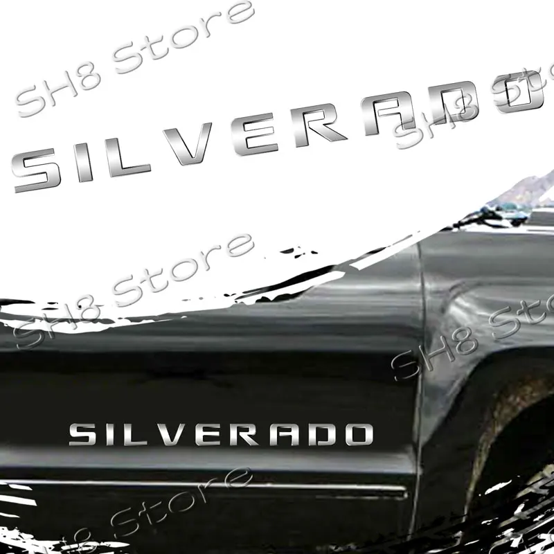 3D ABS Letters Logo Car SILVERADO Emblem Badge Body Fender Side Sticker For Chevrolet Car Styling Decoration Decals Accessories