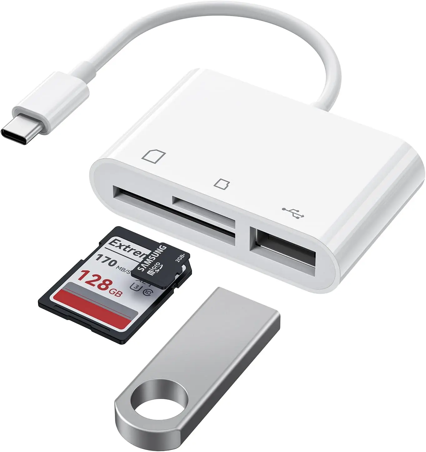 3 in 1 USB C SD/TF Card Reader for iPhone 16/15 iPad Mac, Type C Memory Card Reader with USB Camera Adapter