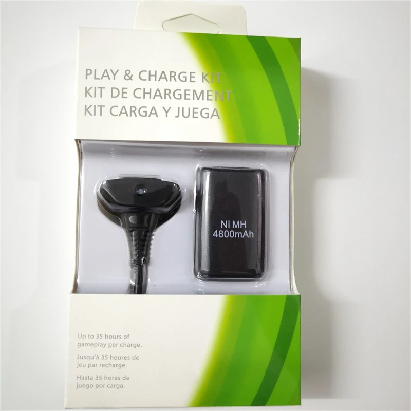 Xbox 360用充電式バッテリーパック,ワイヤレスゲームコントローラー,USB充電ケーブル付き交換用バッテリー,4800mah,1個,2個