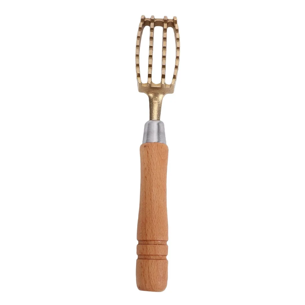 Composite Wood Copper Fish Scaler Ergonomic Handle Sawtooth Design Fish Descaler Labor Saving Manual Operation