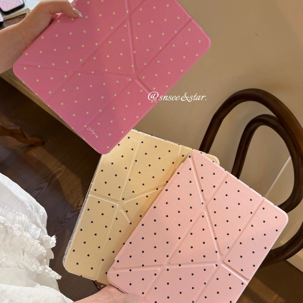 Ins Full Screen Stars Y2K Y-Fold Cover For iPad Pro 13 11th M5 M4 12.9 A16 8 7 9th 10th For Ipad Air 11 M2 M3 Mini Tablet Case
