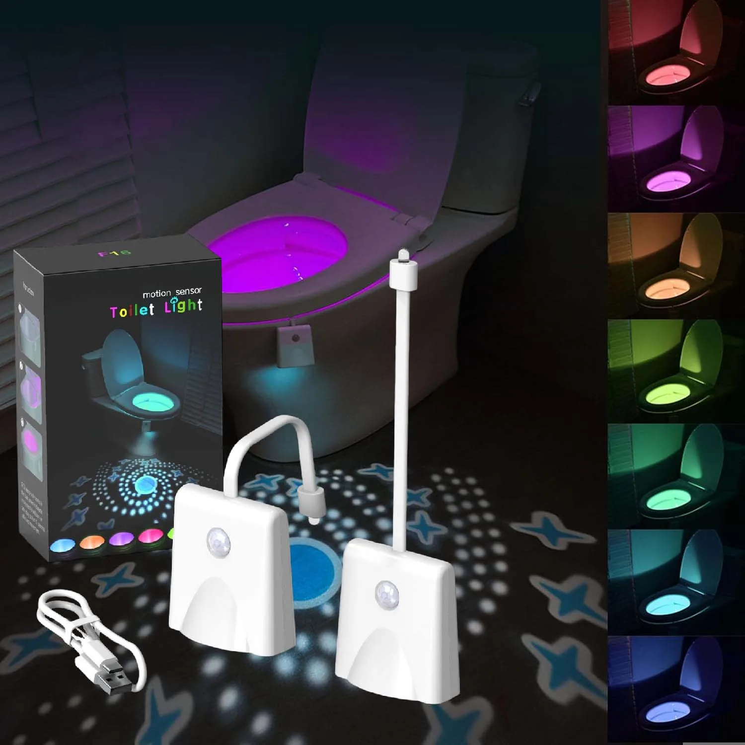 Motion Sensor Night Light Type-C Charging Cable, Rechargeable Warm and White Night Lamp with Magnetic Attachment