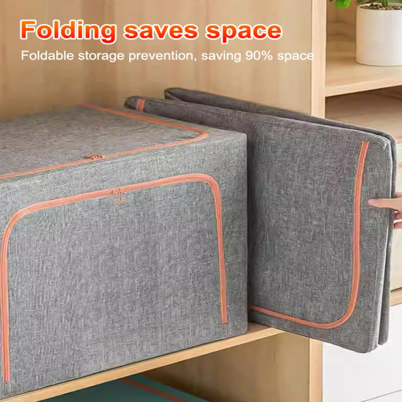 Folding multifunctional steel frame largecapacity clothes storage box organizing box Foldable Storage Box Portable Dustproof B