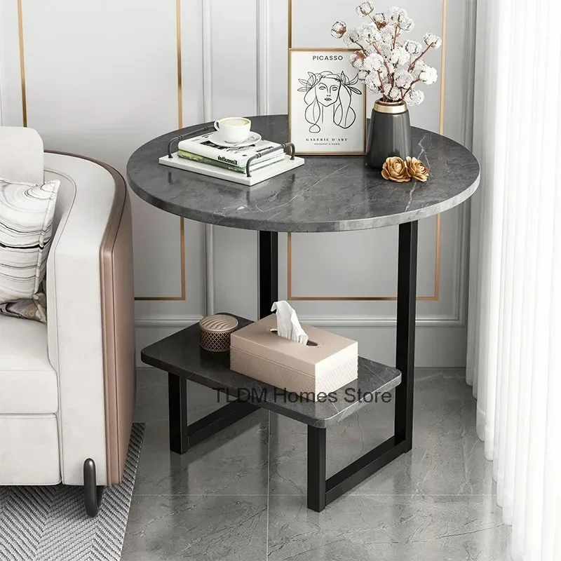 Coffee Tables Sofa Side Table Luxury Black Metal Legs Coffee Table Standing Entryway Shelf Muebles Table Home Furniture HY