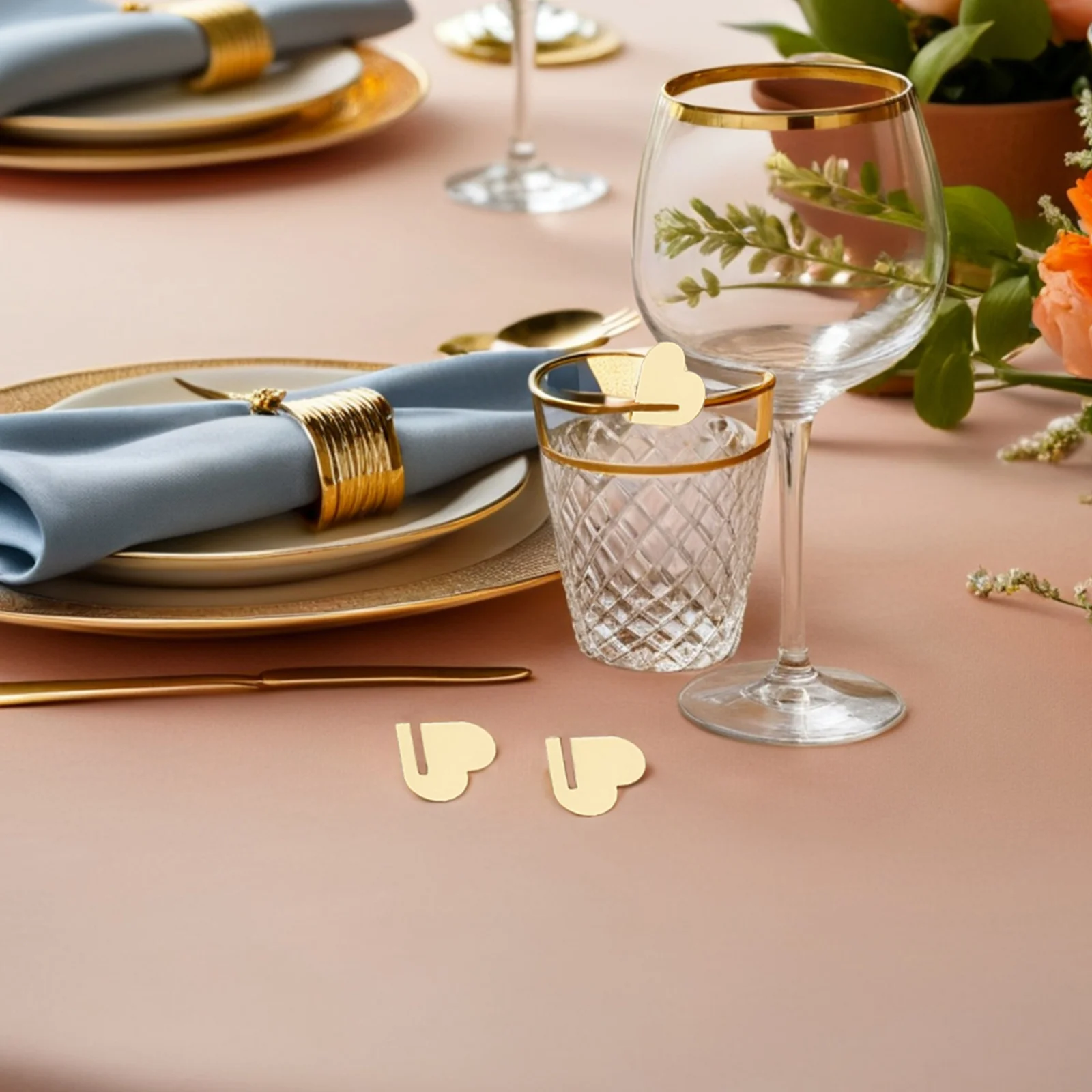 

90Pcs Golden Heart Drink Tags Acrylic Blank Markers for Wine Glasses Cup Labels Party Favors Wedding Celebration Decorations