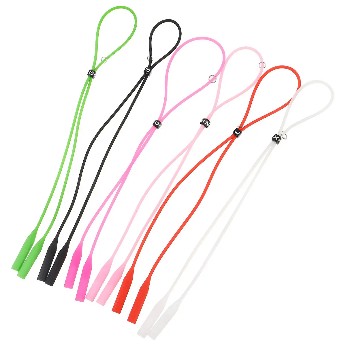 

6Pcs Glasses Lanyard Nonslip Adjustable Strap for Reading Eyewear Outdoor Sports Fixing Cord with Stylish Letter Printing