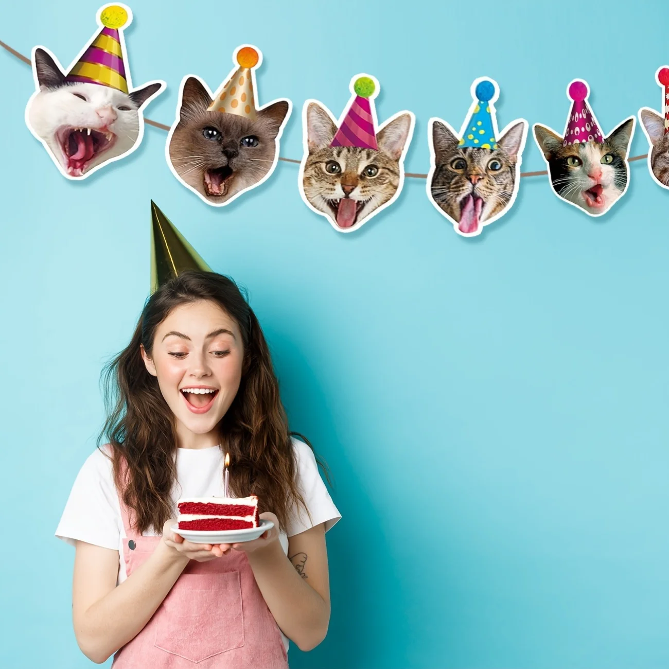 لافتة عيد ميلاد سعيد، إكليل القط، ديكور عيد الميلاد المضحك، وجه القط، حفلة عيد الميلاد، زينة الرايات الذهبية، علامة عيد الميلاد، كيتيز، عيد ميلاد P #4