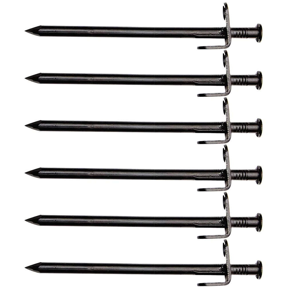 

6pcs Tent Pegs Metal Stakes Heavy Duty Steel Ground Nail Camping Canopy Spikes Anti Wind Blow Easy Insert Pull Out