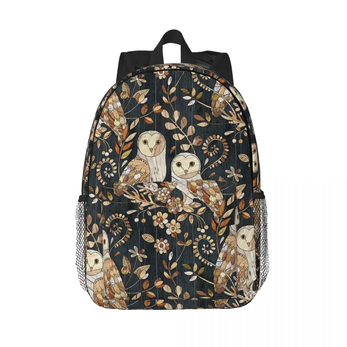 

Wooden Wonderland Barn Owl Collage Backpacks Teenager Bookbag Children School Bags Travel Rucksack Shoulder Bag Large Capacity