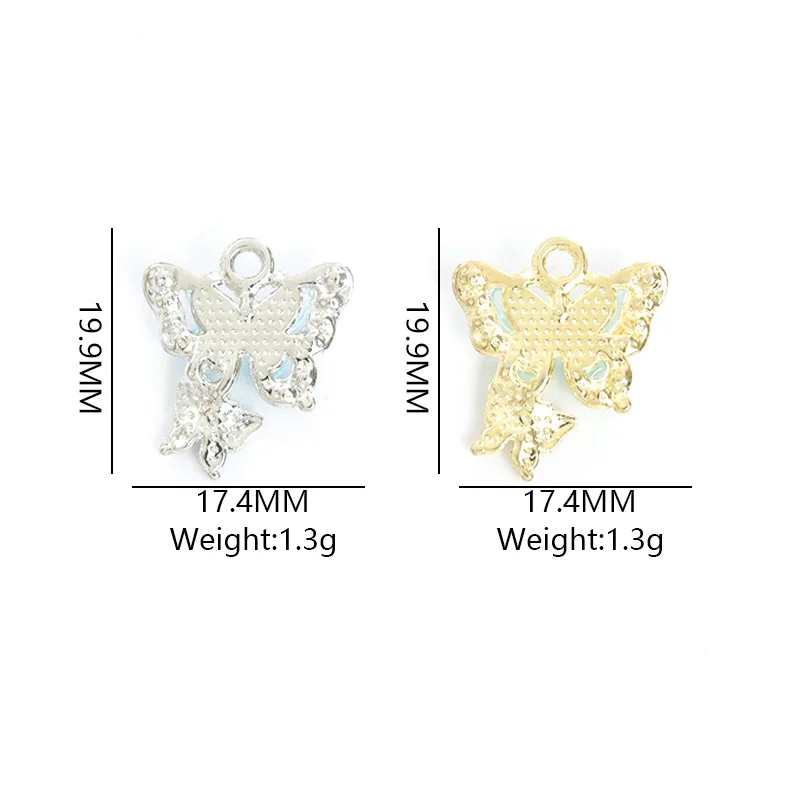 100PC/lot Acrylic butterfly Pendant Charm crystal dangle charms Fit For Bracelet Necklace earrings keychain jewelrys making