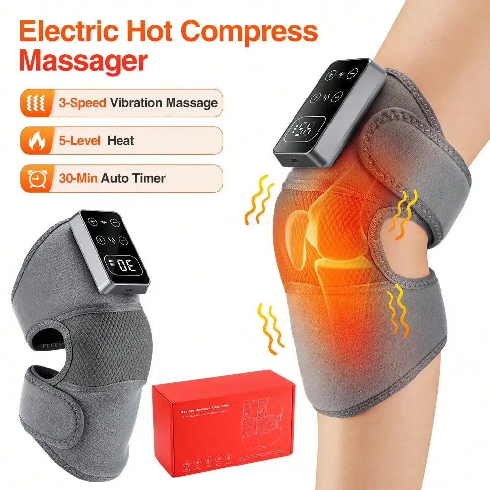 

Electric Knee Massager, Knee Heating Pad, 3-Speed Vibration, 5-Level Heating. Touch Button, Screen Display, Anti-Mistake Touch, Timer Function Design. With Charging Cable.Father Day Gift Fathers Day Gift