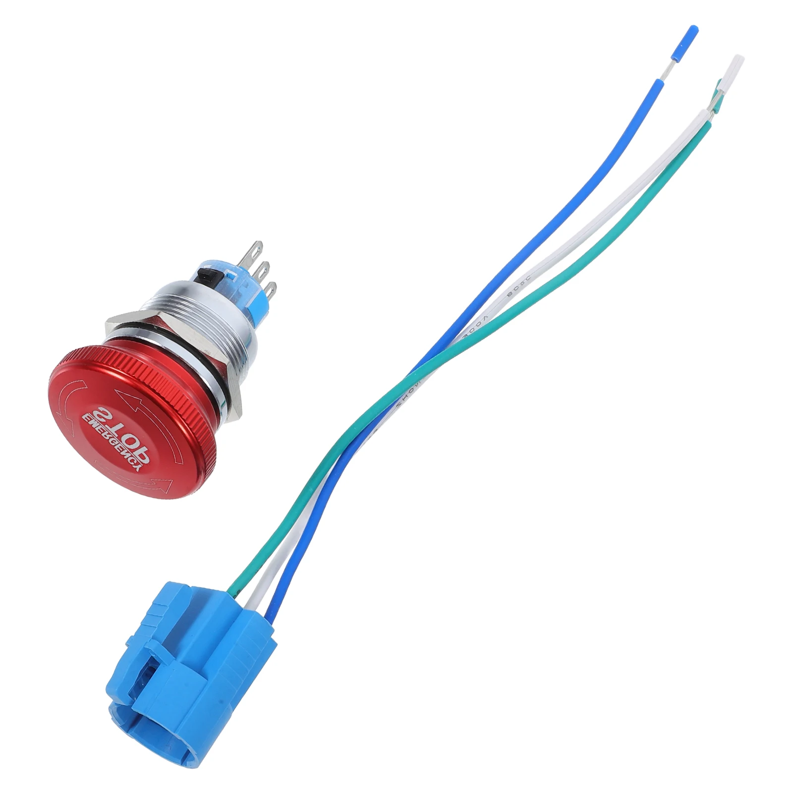 

Stainless Steel Emergency Stop Button Switch 22mm Latching Push Mounting Holes Connector Plugs Industrial Automation Waterproof