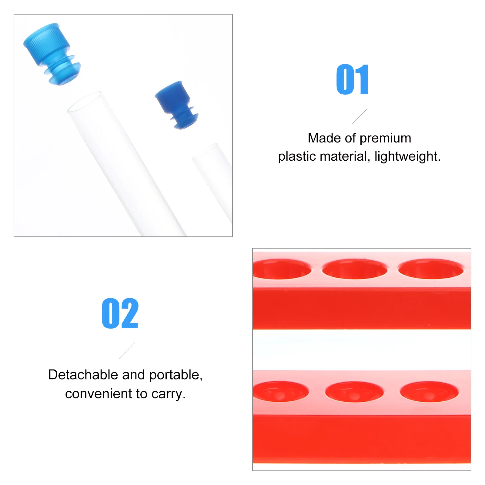 

Test Tube Rack Dropper Set Random Lids Color Vial with Large Tubes Plastic Abs Caps Lab