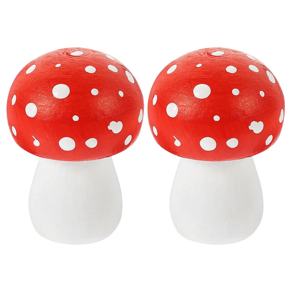 

2pcs Simulation Mushroom Decor Wooden Mini Mushroom For Diy Micro Landscape Garden Flowerpot Decors Photography Prop