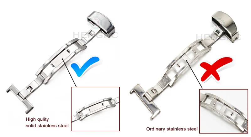 18 20 22 24mm Watch Band Buckle Silver Polished 316L Stainless Steel Deployment Clasp Watchbands Accessories