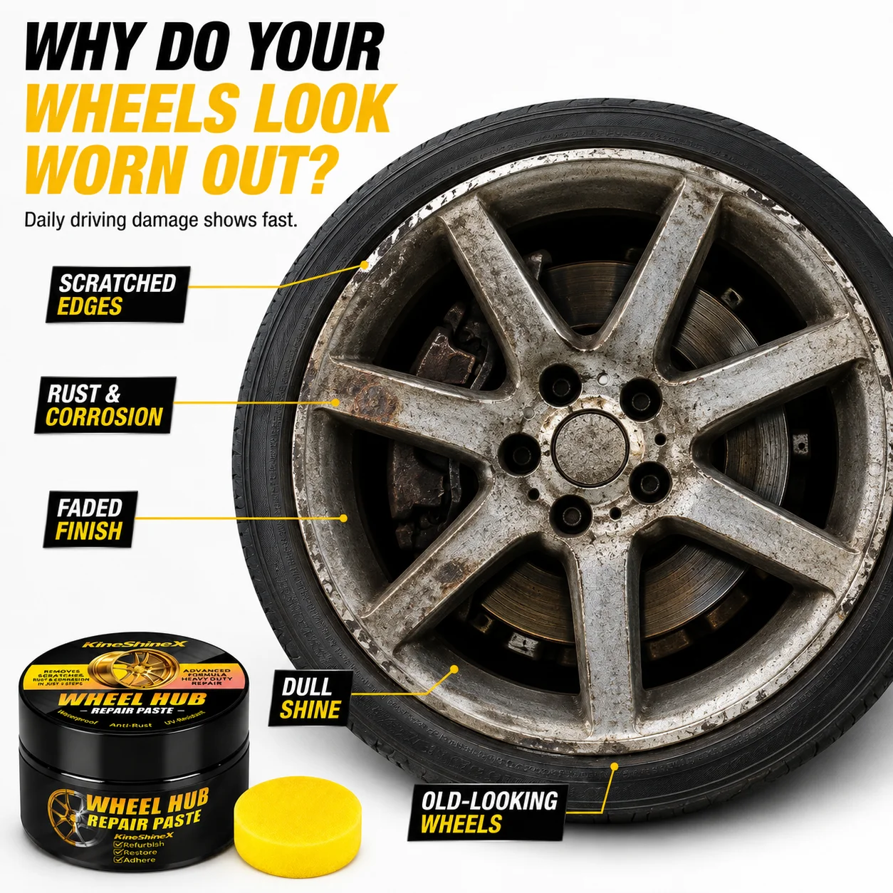 Car Wheel Hub Polishing Repair Paste Fix Alloy Rim Curb Rash Scratches Auto Wheel Detailing Care